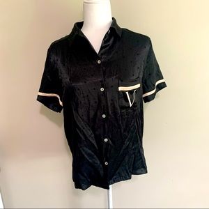 Victoria Secret Polka Dot Logo Satin Pajama Top